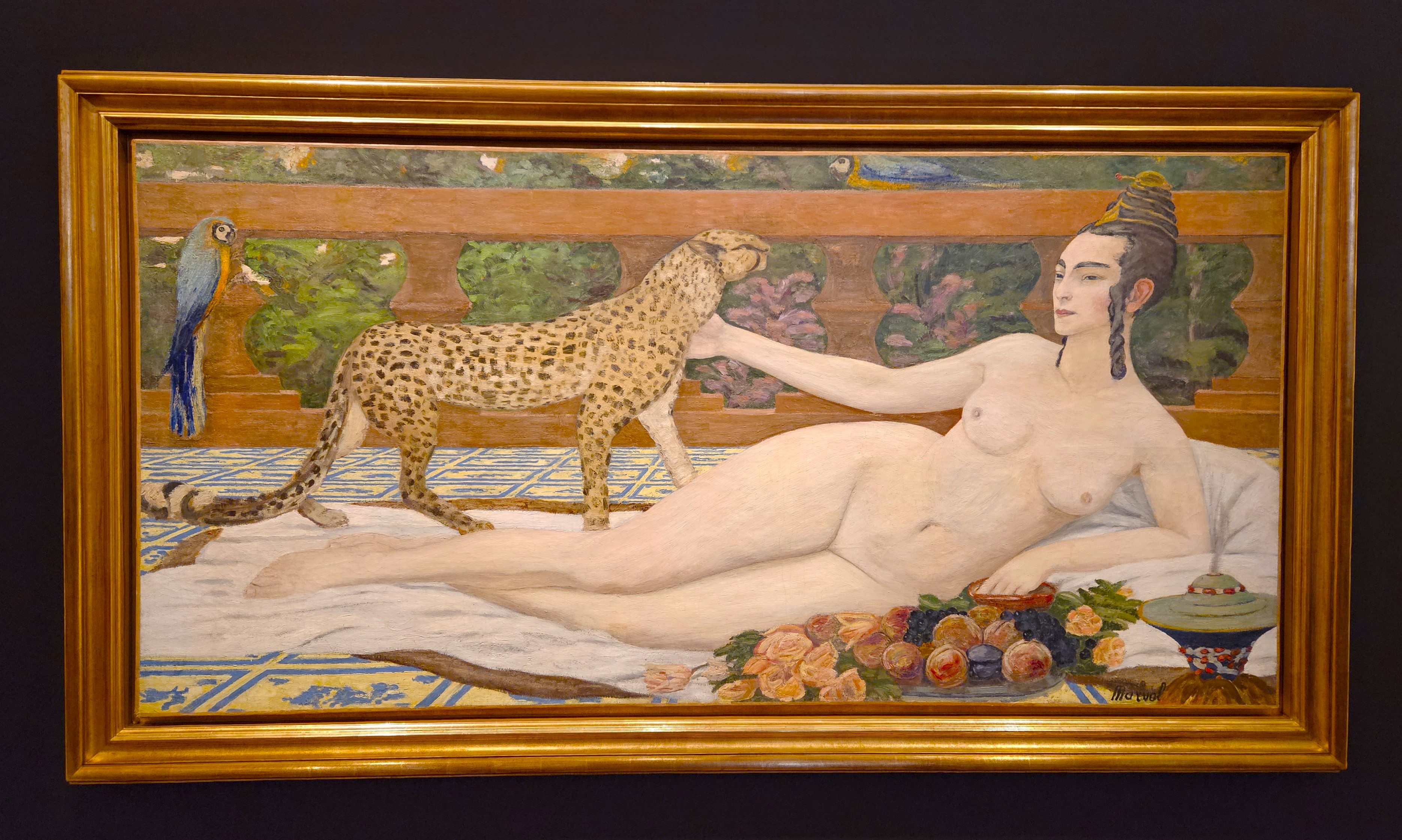 Jacqueline Marval. Odalisk med gepard. Olja på duk (1900)